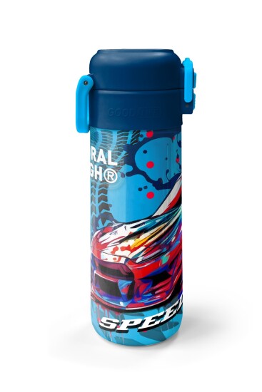 Coral High Kids Gri Mavi Yarış Arabası Desenli Pipetli ve Direkt İçim Çelik Termos 500 ml 31815 - 5
