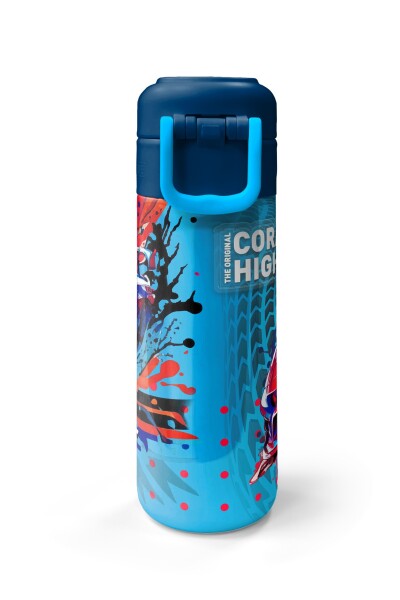 Coral High Kids Gri Mavi Yarış Arabası Desenli Pipetli ve Direkt İçim Çelik Termos 500 ml 31815 - 7