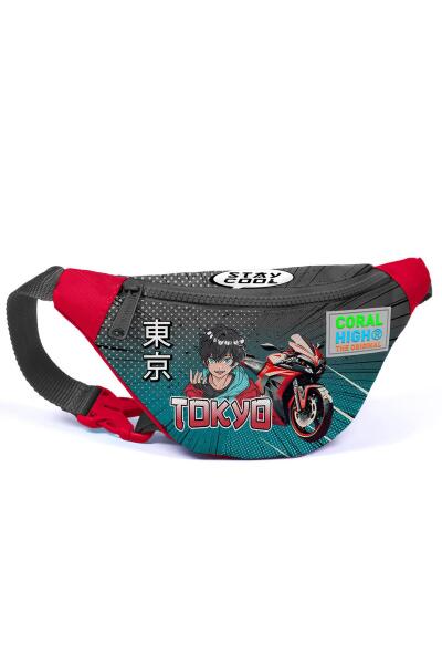 Coral High Kids Gri Nefti Anime Motorsiklet Desenli Bel Çantası 11516 - 1