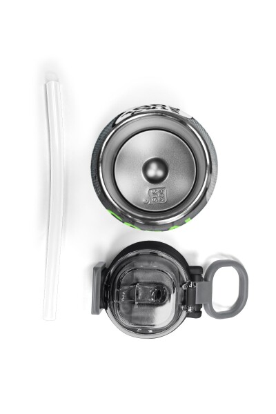 Coral High Kids Gri Nefti Anime Motorsiklet Desenli Pipetli ve Direkt İçim Çelik Termos 500 ml 31965 - 7