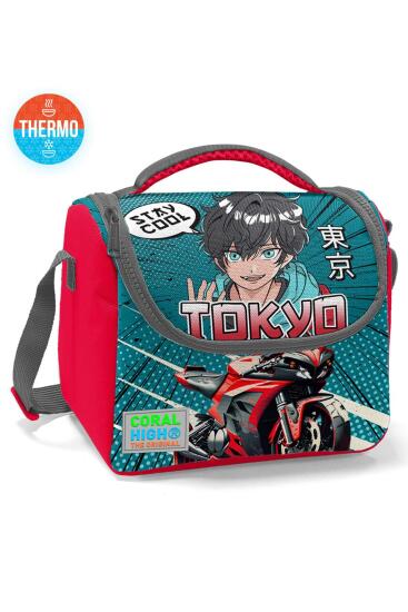 Coral High Kids Gri Nefti Anime Motorsiklet Thermo Beslenme Çantası 11764 - Coral High