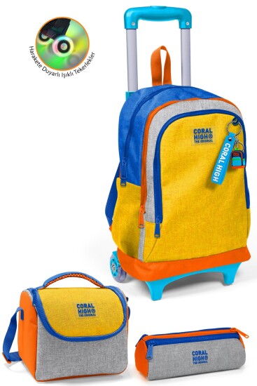 Coral High Kids Gri Sarı Çekçekli 3'lü Çanta Seti SET0134021 - 2