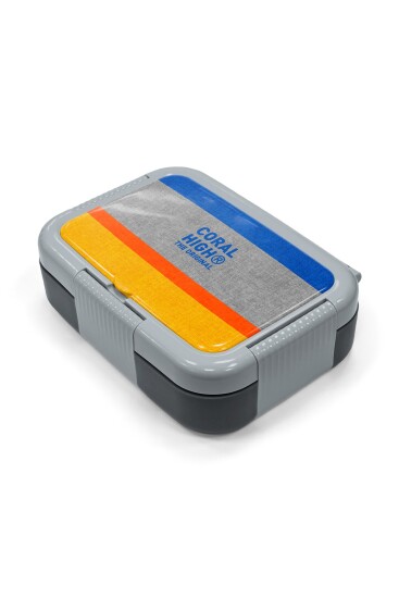 Coral High Kids Gri Sarı Çizgi Desenli Paslanmaz Çelik Beslenme Kabı 39121 - 2