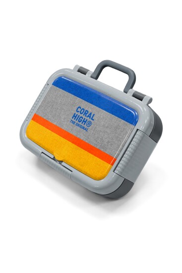 Coral High Kids Gri Sarı Çizgi Desenli Paslanmaz Çelik Beslenme Kabı 39121 