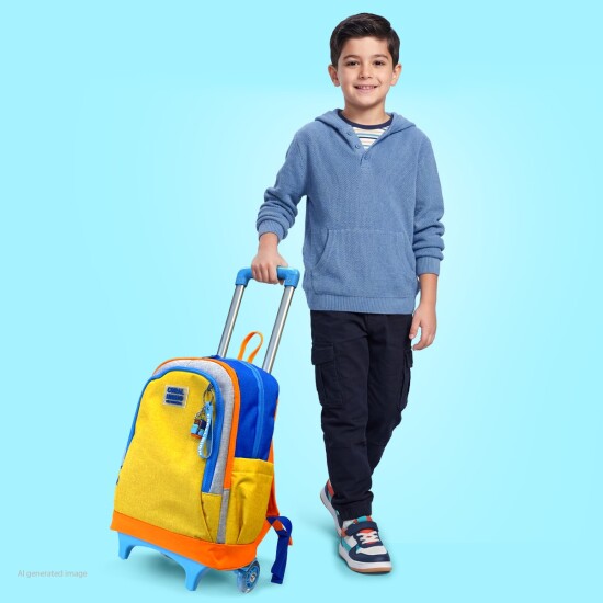 Coral High Kids Gri Sarı Üç Bölmeli Çekçekli Okul Sırt Çantası 34021 - Coral High