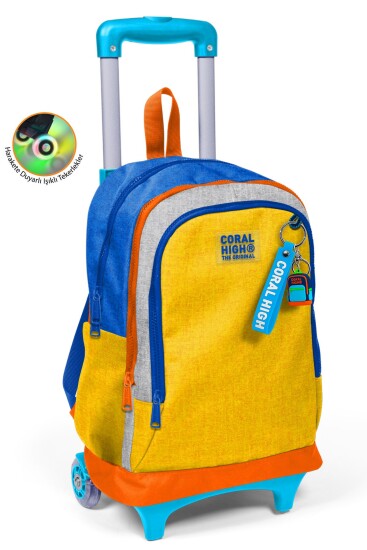 Coral High Kids Gri Sarı Üç Bölmeli Çekçekli Okul Sırt Çantası 34021 - Coral High