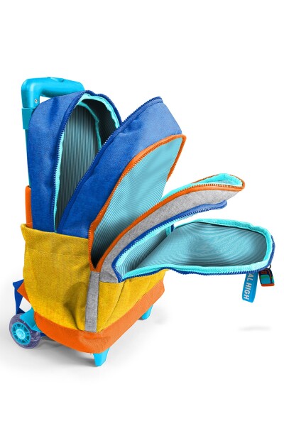 Coral High Kids Gri Sarı Üç Bölmeli Çekçekli Okul Sırt Çantası 34021 - 3