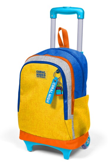 Coral High Kids Gri Sarı Üç Bölmeli Çekçekli Okul Sırt Çantası 34021 - 7