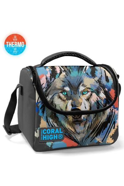 Coral High Kids Gri Siyah Kurt Desenli Thermo Beslenme Çantası 11850 - 1