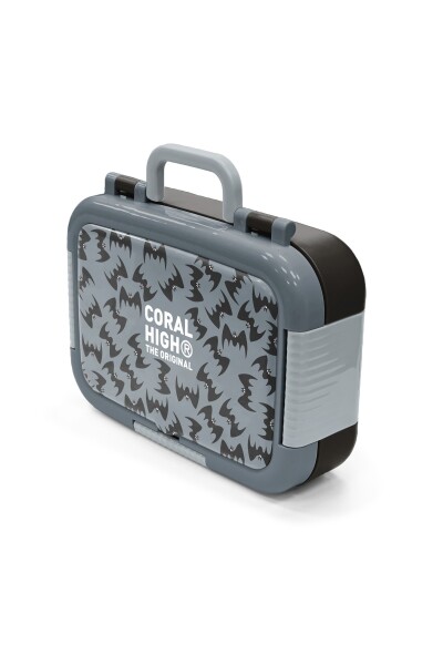 Coral High Kids Gri Siyah Yarasa Desenli Paslanmaz Çelik Beslenme Kabı 39144 - 4
