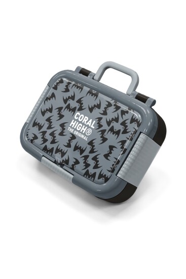 Coral High Kids Gri Siyah Yarasa Desenli Paslanmaz Çelik Beslenme Kabı 39144 - 1