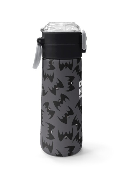 Coral High Kids Gri Siyah Yarasa Desenli Pipetli ve Direkt İçim Çelik Termos 500 ml 38126 - 2