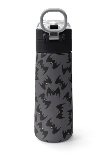 Coral High Kids Gri Siyah Yarasa Desenli Pipetli ve Direkt İçim Çelik Termos 500 ml 38126 - 4