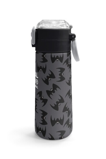 Coral High Kids Gri Siyah Yarasa Desenli Pipetli ve Direkt İçim Çelik Termos 500 ml 38126 - 3