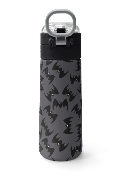 Coral High Kids Gri Siyah Yarasa Desenli Pipetli ve Direkt İçim Çelik Termos 500 ml 38126 - 4