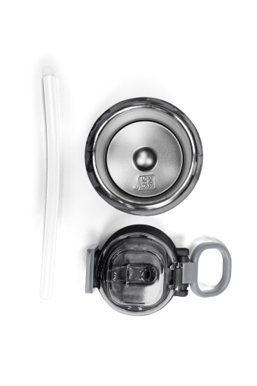 Coral High Kids Gri Siyah Yarasa Desenli Pipetli ve Direkt İçim Çelik Termos 500 ml 38126 - 7