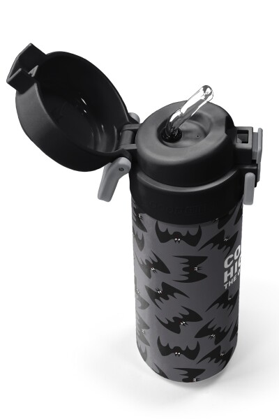 Coral High Kids Gri Siyah Yarasa Desenli Pipetli ve Direkt İçim Çelik Termos 500 ml 38126 - 2