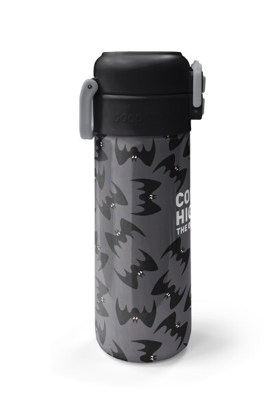 Coral High Kids Gri Siyah Yarasa Desenli Pipetli ve Direkt İçim Çelik Termos 500 ml 38126 - 5