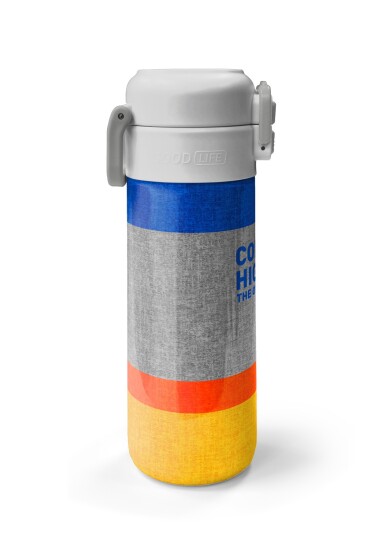 Coral High Kids Gri Turuncu Çizgi Desenli Pipetli ve Direkt İçim Çelik Termos 500 ml 38121 - 5