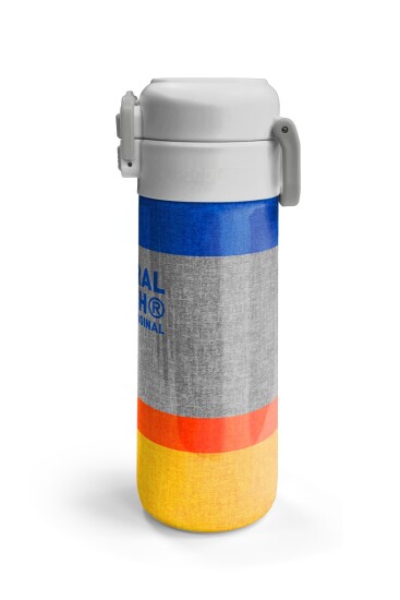 Coral High Kids Gri Turuncu Çizgi Desenli Pipetli ve Direkt İçim Çelik Termos 500 ml 38121 - 6