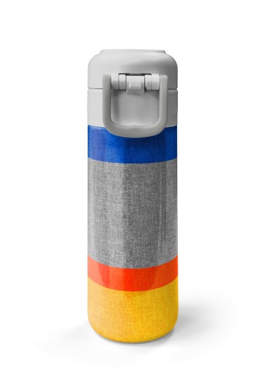 Coral High Kids Gri Turuncu Çizgi Desenli Pipetli ve Direkt İçim Çelik Termos 500 ml 38121 - 7