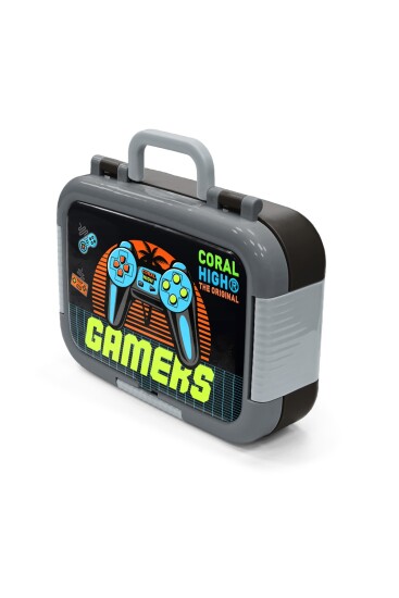 Coral High Kids Gri Turuncu Gamer Desenli Paslanmaz Çelik Beslenme Kabı 39254 - 4