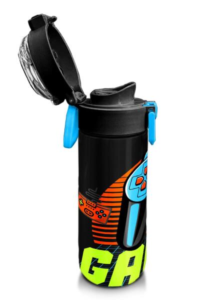 Coral High Kids Gri Turuncu Gamer Desenli Pipetli ve Direkt İçim Çelik Termos 500 ml 31947 - 6