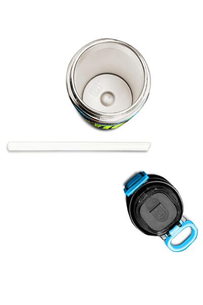 Coral High Kids Gri Turuncu Gamer Desenli Pipetli ve Direkt İçim Çelik Termos 500 ml 31947 - 7