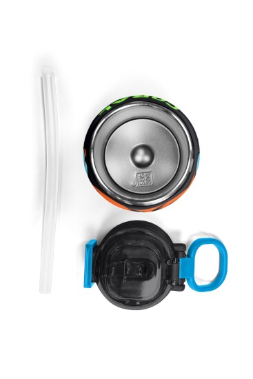 Coral High Kids Gri Turuncu Gamer Desenli Pipetli ve Direkt İçim Çelik Termos 500 ml 31947 - 7