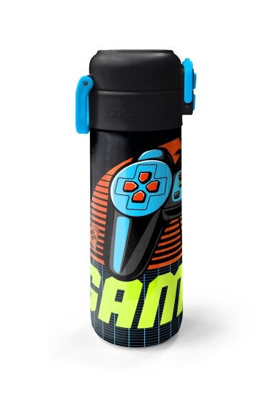 Coral High Kids Gri Turuncu Gamer Desenli Pipetli ve Direkt İçim Çelik Termos 500 ml 31947 - 5