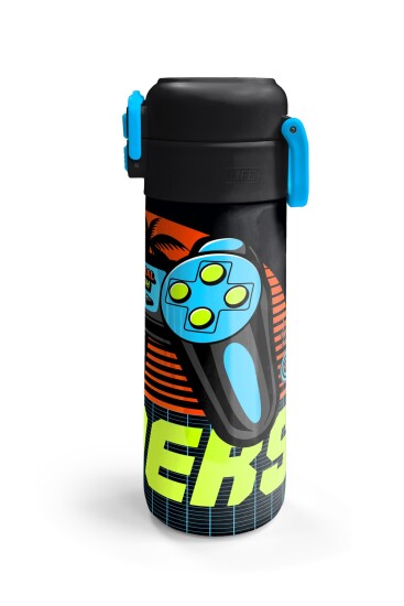Coral High Kids Gri Turuncu Gamer Desenli Pipetli ve Direkt İçim Çelik Termos 500 ml 31947 - 6