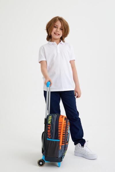 Coral High Kids Gri Turuncu Gamer Desenli Üç Bölmeli Çekçekli Okul Sırt Çantası 23946 - 7