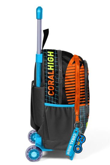 Coral High Kids Gri Turuncu Gamer Desenli Üç Bölmeli Çekçekli Okul Sırt Çantası 23946 - 8