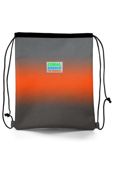 Coral High Kids Gri Turuncu Renk Geçişli İpli Büzgülü Sırt Çantası 22448 