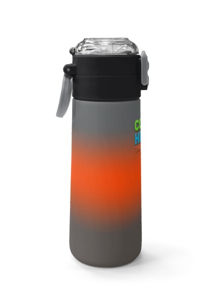 Coral High Kids Gri Turuncu Renk Geçişli Pipetli ve Direkt İçim Çelik Termos 500 ml 31949 - 2