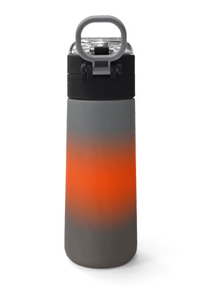 Coral High Kids Gri Turuncu Renk Geçişli Pipetli ve Direkt İçim Çelik Termos 500 ml 31949 - 4