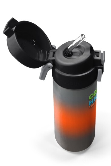 Coral High Kids Gri Turuncu Renk Geçişli Pipetli ve Direkt İçim Çelik Termos 500 ml 31949 - 2