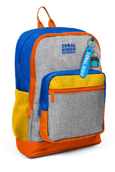 Coral High Kids Gri Turuncu Renkli 3’lü Okul Çanta Seti SET0133221 - 2