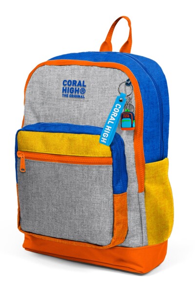 Coral High Kids Gri Turuncu Renkli Okul Sırt Çantası 33221 - 6