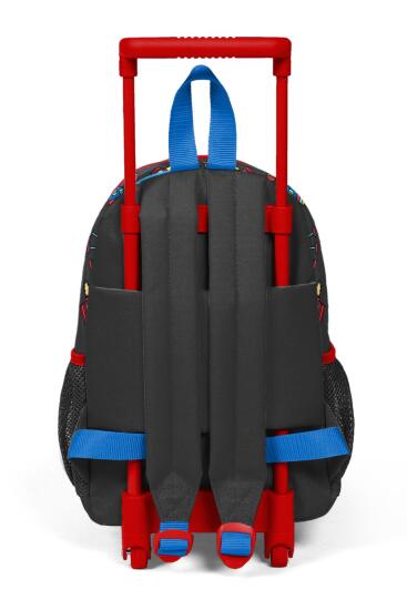 Minik Yuva Çekçekli Sırt Çantası Koyu Gri Kırmızı Uzay Desenli İki Bölmeli 24010 - 4