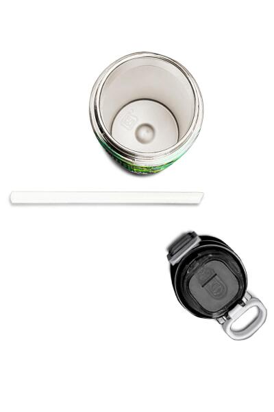 Coral High Kids Gri Yeşil Dinozor Desenli Pipetli ve Direkt İçim Çelik Termos 500 ml 31976 - 7