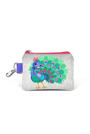 Coral High Kids Gümüş Lavanta Tavus Kuşu Desenli Bozuk Para Çantası 21872 