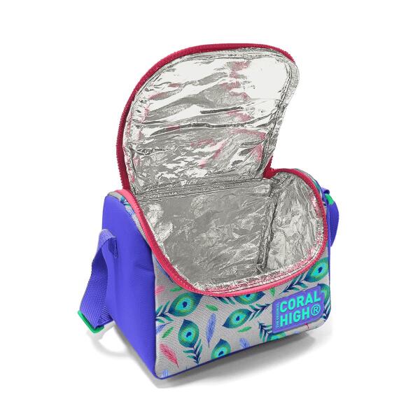 Coral High Kids Gümüş Lavanta Tavus Kuşu Desenli Thermo Beslenme Çantası 11869 - 4