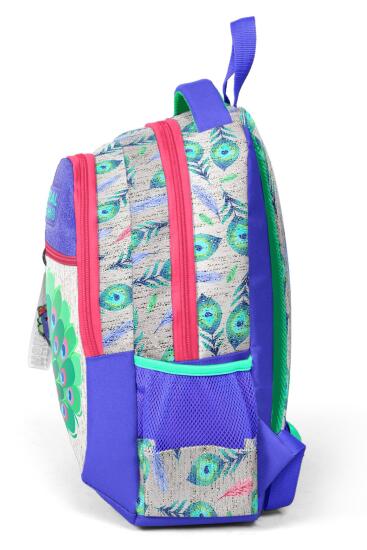 Coral High Kids Gümüş Lavanta Tavus Kuşu Desenli Üç Bölmeli Okul Sırt Çantası 23488 - 3