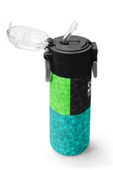 Coral High Kids High Craft Desenli Pipetli ve Direkt İçim Çelik Termos 500 ml 38116 - 5