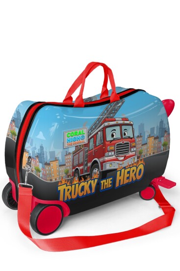 Coral High Kids İtfaiye Desenli Otur-Çek Çocuk Valizi 16373 - 3