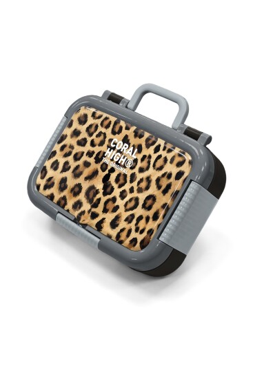 Coral High Kids Kahverengi Leopar Desenli Paslanmaz Çelik Beslenme Kabı 39188 - 1