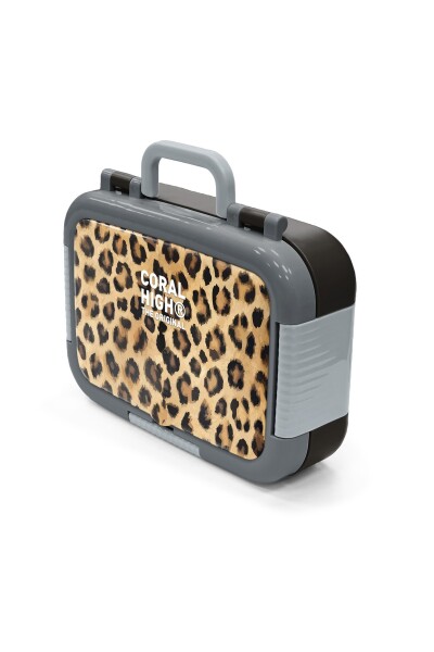 Coral High Kids Kahverengi Leopar Desenli Paslanmaz Çelik Beslenme Kabı 39188 - 4