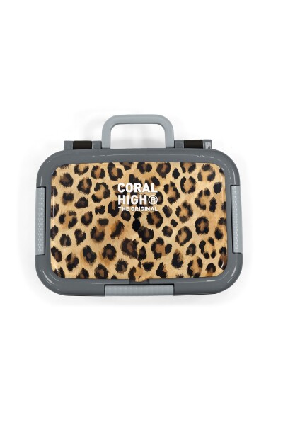 Coral High Kids Kahverengi Leopar Desenli Paslanmaz Çelik Beslenme Kabı 39188 - 5