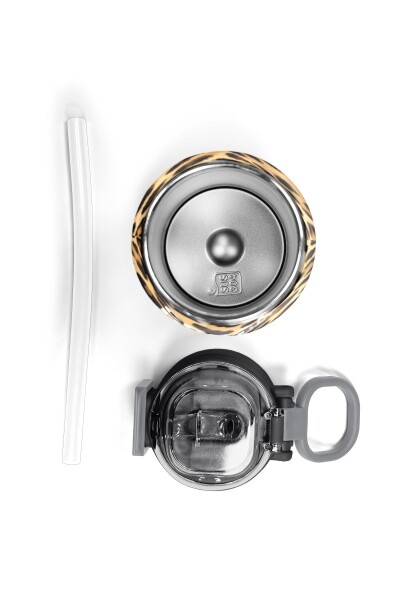 Coral High Kids Kahverengi Leopar Desenli Pipetli ve Direkt İçim Çelik Termos 500 ml 31881 - 7